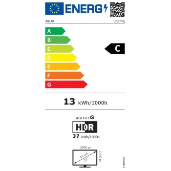 ASUS VA27AQ arvutikuvar 68,6 cm (27 tolli) 2560 x 1440 pikslit Quad HD LCD must