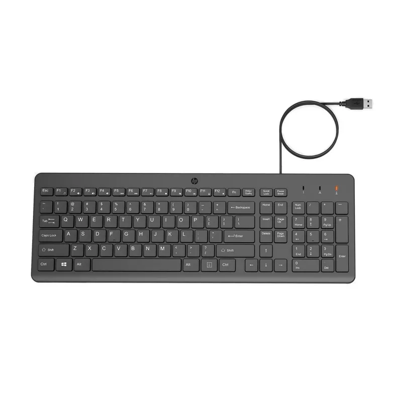 HP 150 juhtmega klaviatuur, täissuuruses (100%), juhtmega, USB, mehaaniline, QWERTY, must