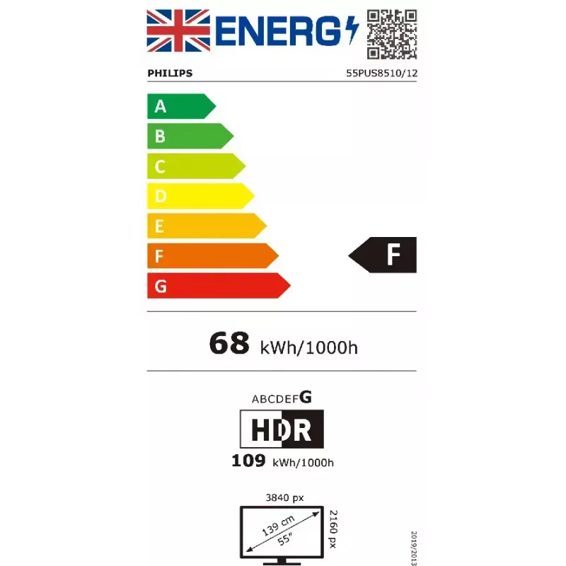 Televiisor Philips 55PUS8510 55 tolli QLED 4K Ultra HD, Titan OS, Wi‑Fi, Bluetooth 5.2, HDR10+, 3×HDMI, 2×USB, 20W, must
