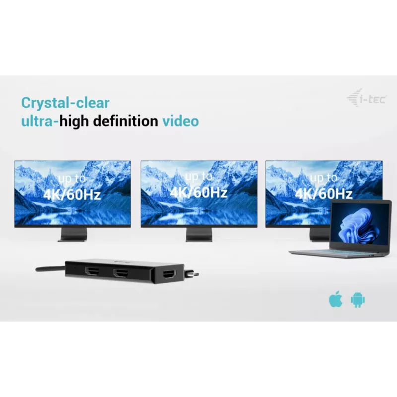i-tec USB-C Triple 4K HDMI videoadapter, toiteedastus 100 W