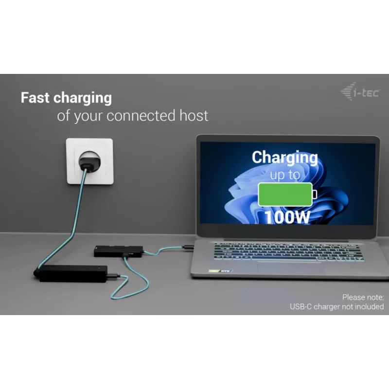 i-tec USB-C Triple 4K HDMI videoadapter, toiteedastus 100 W