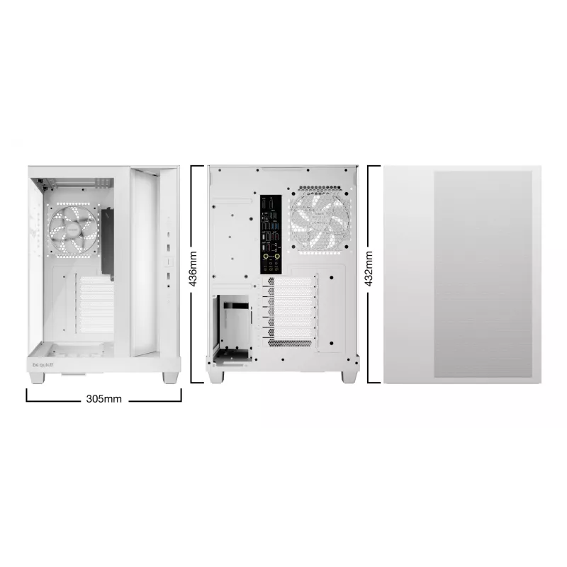 PC case be quiet Light Base 500 LX Valge Midi Tower ATX/PS2 PSU support 3x120 mm front 1x120 mm rear supports 2.5/3.5 inch drives 305×436×432 mm