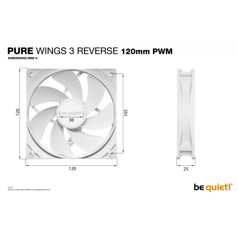 be quiet! Pure Wings 3 120mm | PWM Reverse Valge Triple-Pack Arvutikorpuse ventilaator 12 cm 3 tk