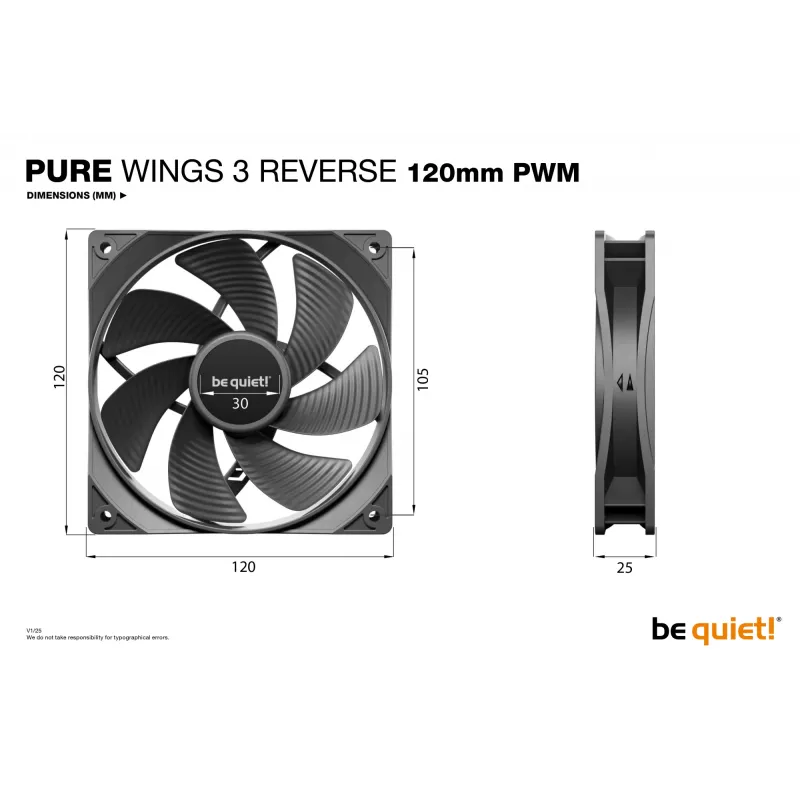 be quiet Pure Wings 3 120mm | PWM Reverse Triple-Pack Arvuti korpuse ventilaator 12 cm Must 3 tk