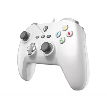 Juhtmega USB-mängukontroller MSI FORCE GC200 Valge — ergonoomiline disain, juhtmega ühendus