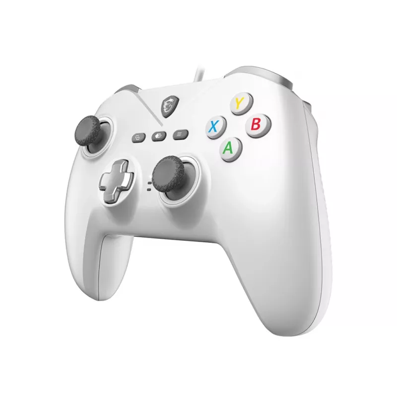 Juhtmega USB-mängukontroller MSI FORCE GC200 Valge — ergonoomiline disain, juhtmega ühendus