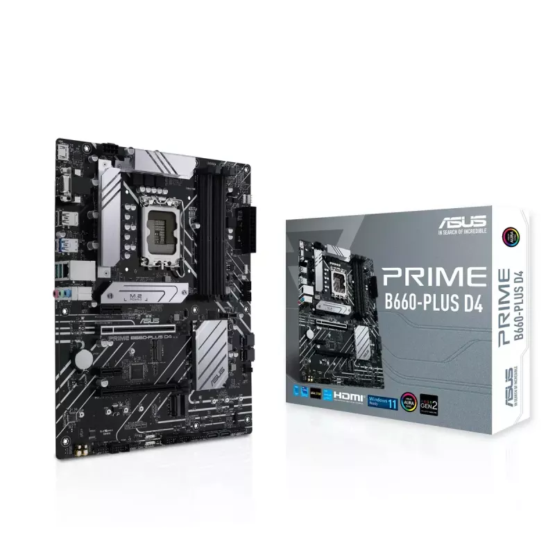 Emaplaat ASUS PRIME B660-PLUS D4 — Intel B660, LGA 1700, ATX, DDR4, 4× DIMM, 128 GB, 3× M.2, 2.5 Gb LAN
