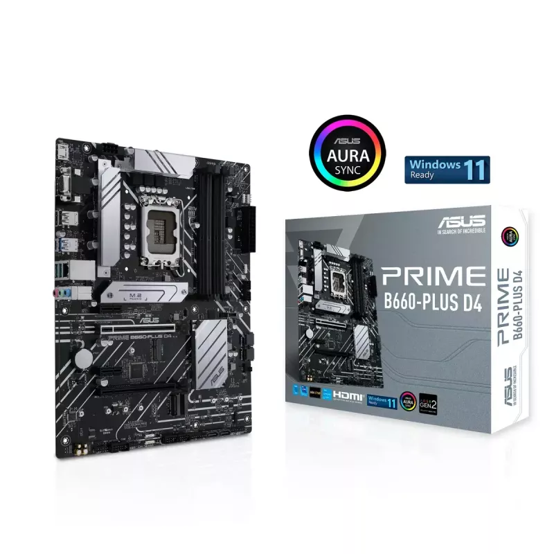 Emaplaat ASUS PRIME B660-PLUS D4 — Intel B660, LGA 1700, ATX, DDR4, 4× DIMM, 128 GB, 3× M.2, 2.5 Gb LAN