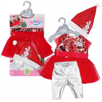 Nukukleit ZAPF BABY born Jõulukleit 43 cm nukkudele, tekstiil, mitmevärviline, kokkupandav, vanus 3–12