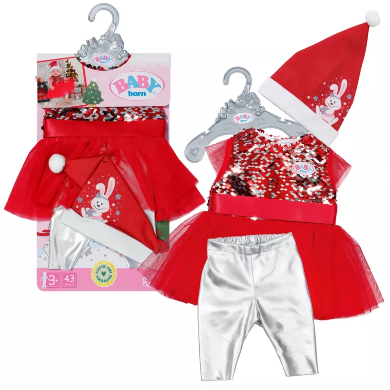 Nukukleit ZAPF BABY born Jõulukleit 43 cm nukkudele, tekstiil, mitmevärviline, kokkupandav, vanus 3–12