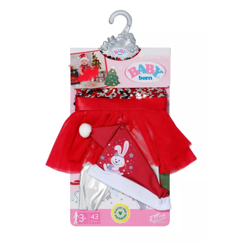 Nukukleit ZAPF BABY born Jõulukleit 43 cm nukkudele, tekstiil, mitmevärviline, kokkupandav, vanus 3–12