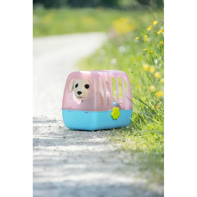 Nukukoer ZAPF BABY born My Dog Lucky koos karbiga – tekstiil/plastik, mitmevärviline, vanusele 3–12, vajab 4×AAA patareid