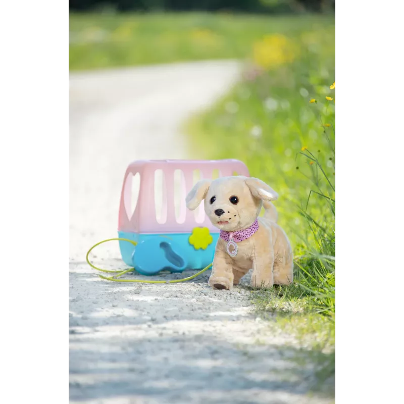 Nukukoer ZAPF BABY born My Dog Lucky koos karbiga – tekstiil/plastik, mitmevärviline, vanusele 3–12, vajab 4×AAA patareid