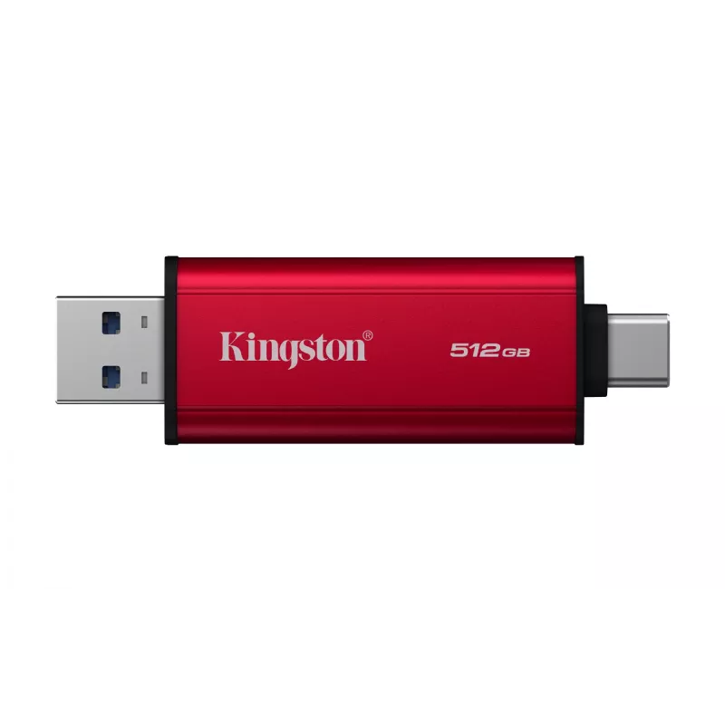 Väline SSD Kingston 512 GB kahe USB-A/USB-C-ga kaasaskantav, USB 3.2 Gen 2, lugemine 1050 MB/s, kirjutamine 950 MB/s, must/punane