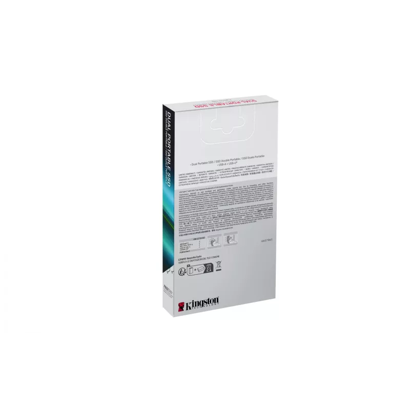 Väline SSD Kingston 2TB Dual USB-A/USB-C, USB 3.2 Gen 2, lugemine 1050 MB/s, kirjutamine 950 MB/s, must/punane