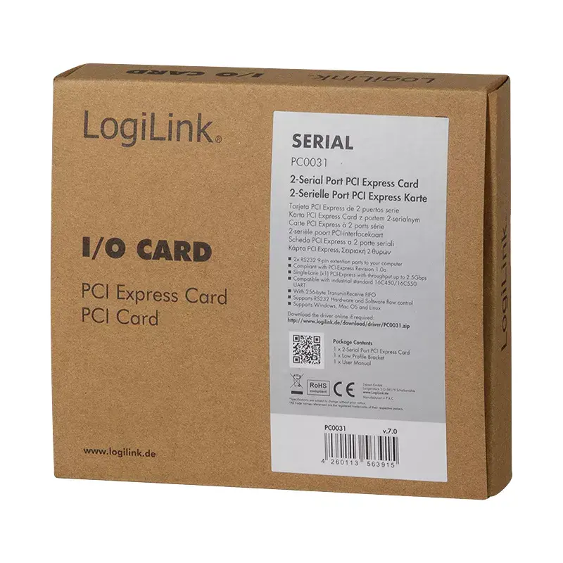 Liidesekaart LOGILINK PC0031 — PCIe host, juhtmega ühenduvus, 1 Mbit/s