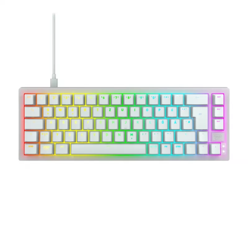 CHERRY K5V2 kompaktne klaviatuur mängimiseks USB QWERTZ saksa valge 68 klahvi RGB LED