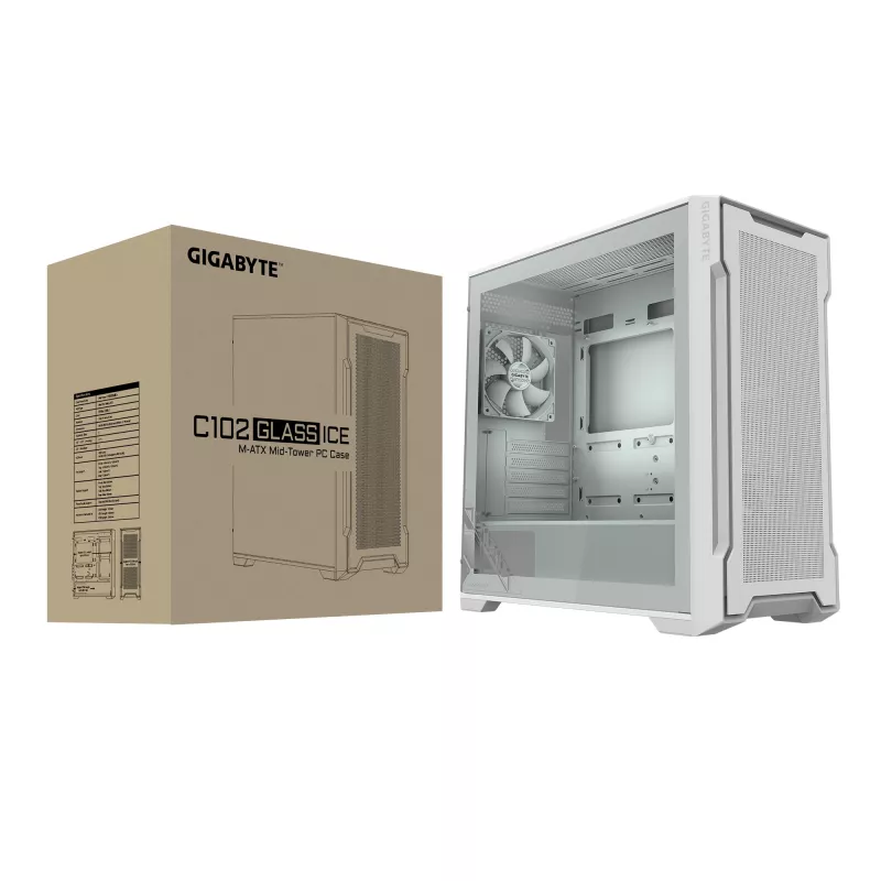 Arvutikorpus GIGABYTE C102 GLASS Midi Tower Valge