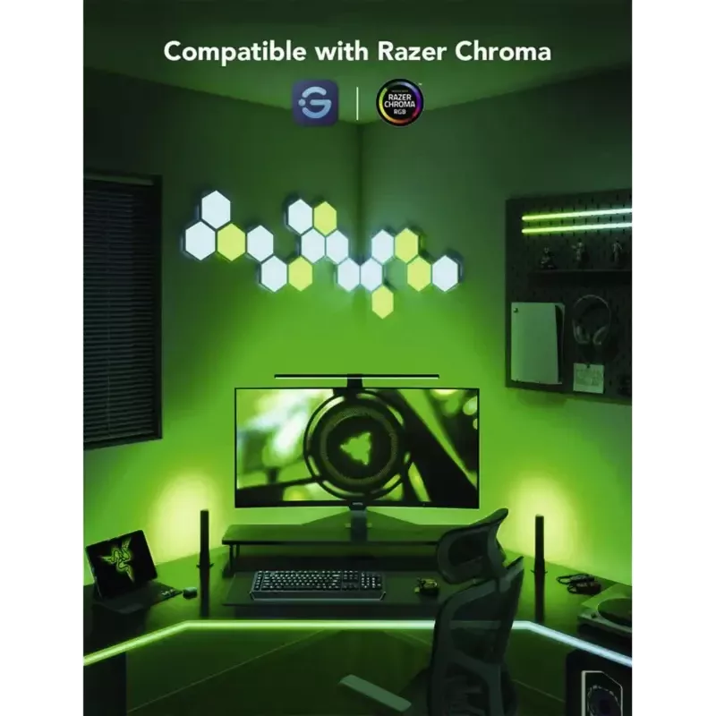 Nutivalgustuse komplekt Govee H6608 — Wi‑Fi/Bluetooth, must, mitmevärviline, 3 tk, 1,5 m kaabel