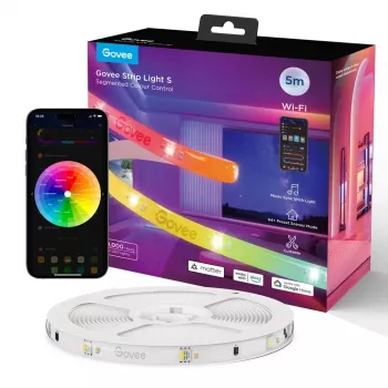Nutikas LED ribavalgusti Govee Strip Light S 5 m — Wi‑Fi/Bluetooth, RGBIC, 5000 mm, valge