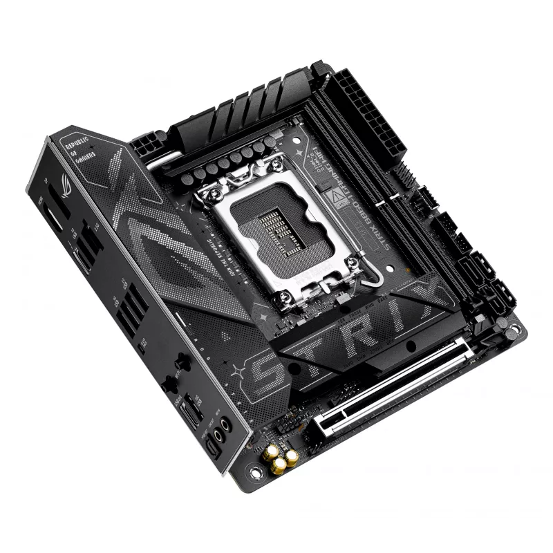 Emaplaat ASUS ROG STRIX B860-I GAMING WIFI — Intel B860, LGA 1851, mini ITX, 2× DDR5 DIMM (kuni 128 GB), Wi‑Fi 7, 2,5 Gb LAN