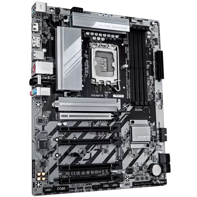 GIGABYTE B860 DS3H WIFI6E emaplaat – Inteli Core Ultra seeria protsessoritele, 8+1+2+2 faasi VRM, kuni 9066 MHz DDR5, 1xPCIe 5.0 + 1xPCIe 4.0 M.2, 2,5GbE LAN, WIFI 6E, USB 3.2 Gen 2x2