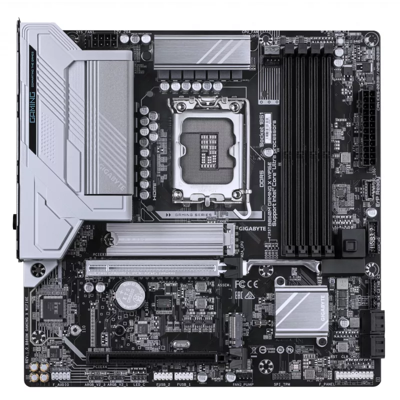 GIGABYTE B860M GAMING X WIFI6E emaplaat - Intel Core Ultra seeria protsessoritele, 8+1+2+2 faasi VRM, kuni 9200MHz DDR5, 1xPCIe 5.0 + 1xPCIe 4.0 M.2, 2.5GbE LAN, WIFI 6E, USB 4