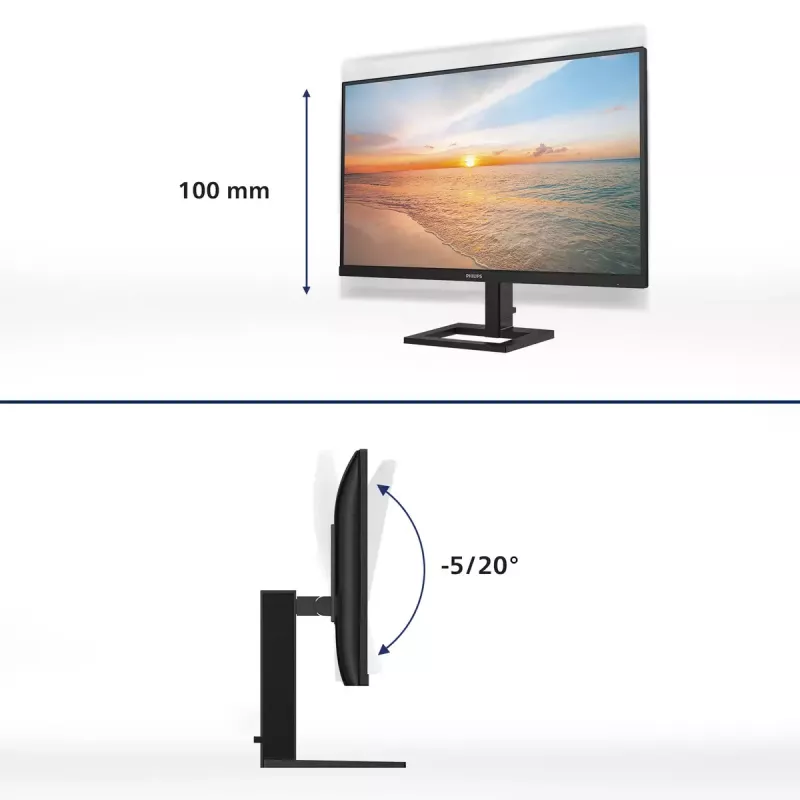 Philips 1000 seeria 27E1N1900AE/00 arvutimonitor 68,6 cm (27 tolli) 3840 x 2160 pikslit 4K Ultra HD LCD must