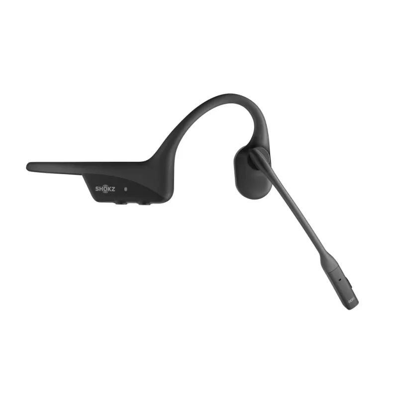 Peakomplekt Shokz OpenComm2 UC 2025 — juhtmevaba luuülekande kõrvakinnitusega peakomplekt, 16 h kõneaeg, USB Type-A/USB-C, ANC, 29 m leviulatus, must
