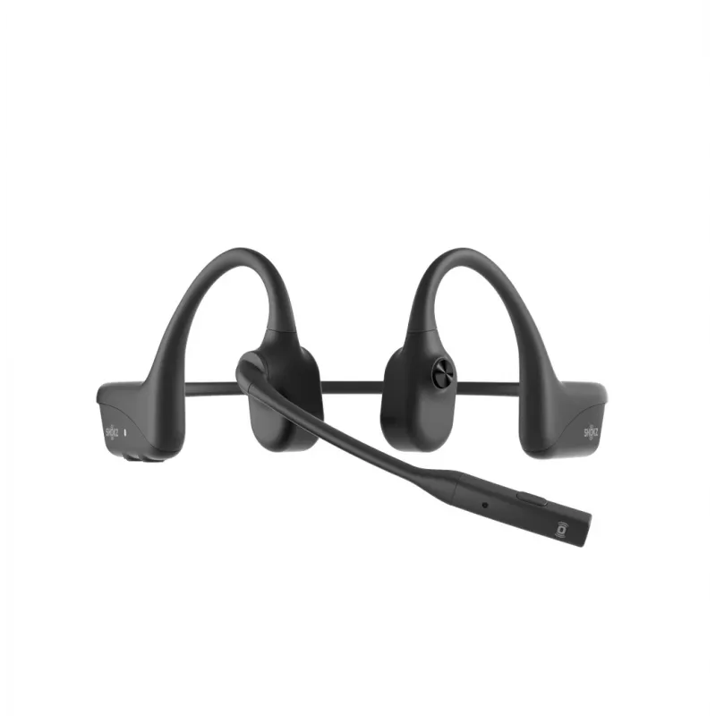 Peakomplekt Shokz OpenComm2 UC 2025 — juhtmevaba luuülekande kõrvakinnitusega peakomplekt, 16 h kõneaeg, USB Type-A/USB-C, ANC, 29 m leviulatus, must