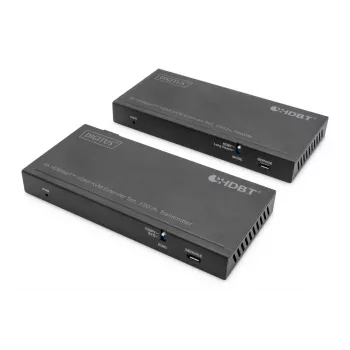 DIGITUS HDBaseT KVM-pikenduskomplekt. 150m 4K/60Hz. USB 2.0. PoC. IR. must
