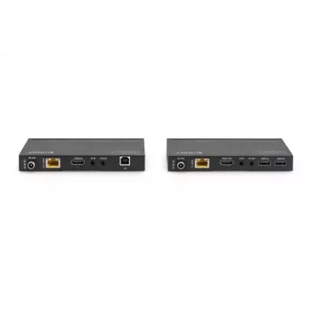 DIGITUS HDBaseT KVM-pikenduskomplekt. 150m 4K/60Hz. USB 2.0. PoC. IR. must