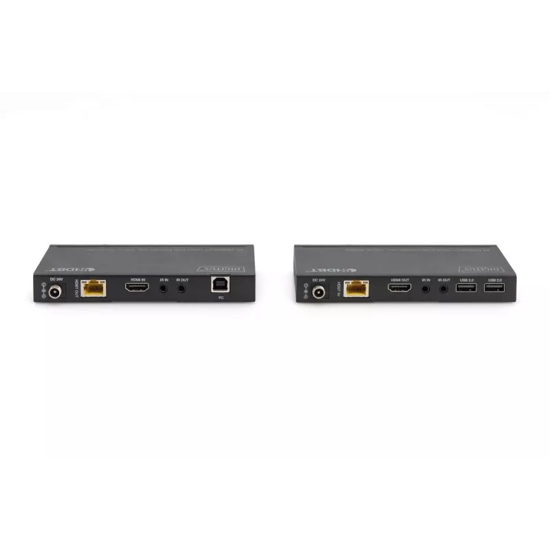 DIGITUS HDBaseT KVM-pikenduskomplekt. 150m 4K/60Hz. USB 2.0. PoC. IR. must