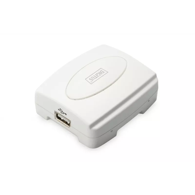DIGITUS USB prindiserver, 1 pordiga 1x RJ45, 1x USB A, USB 2.0 Kõigile levinud operatsioonisüsteemidele