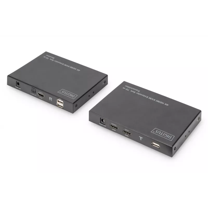 DIGITUS HDMI 2.0 HDMI KVM pikenduskomplekt - 70 m, USB 1.1, puutepaneeli tugi