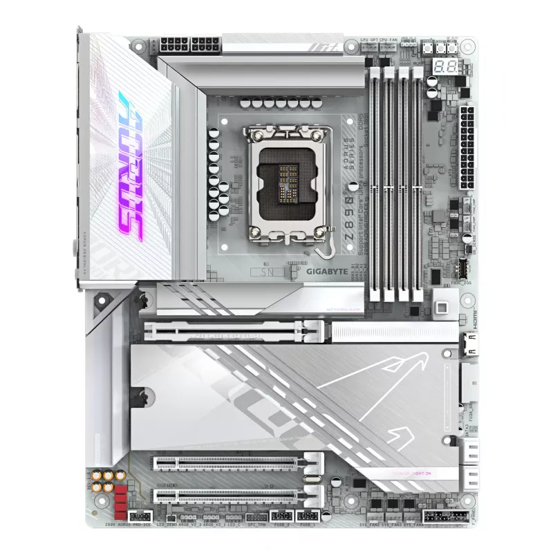 Emaplaat GIGABYTE Z890 AORUS PRO ICE — Intel Z890, LGA 1851, ATX, DDR5, 4x DIMM, 4x M.2, 2.5Gb LAN, Wi‑Fi