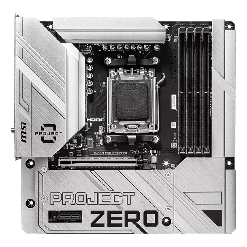 MSI B650M PROJECT ZERO emaplaat AMD B650 pesa AM5 micro ATX