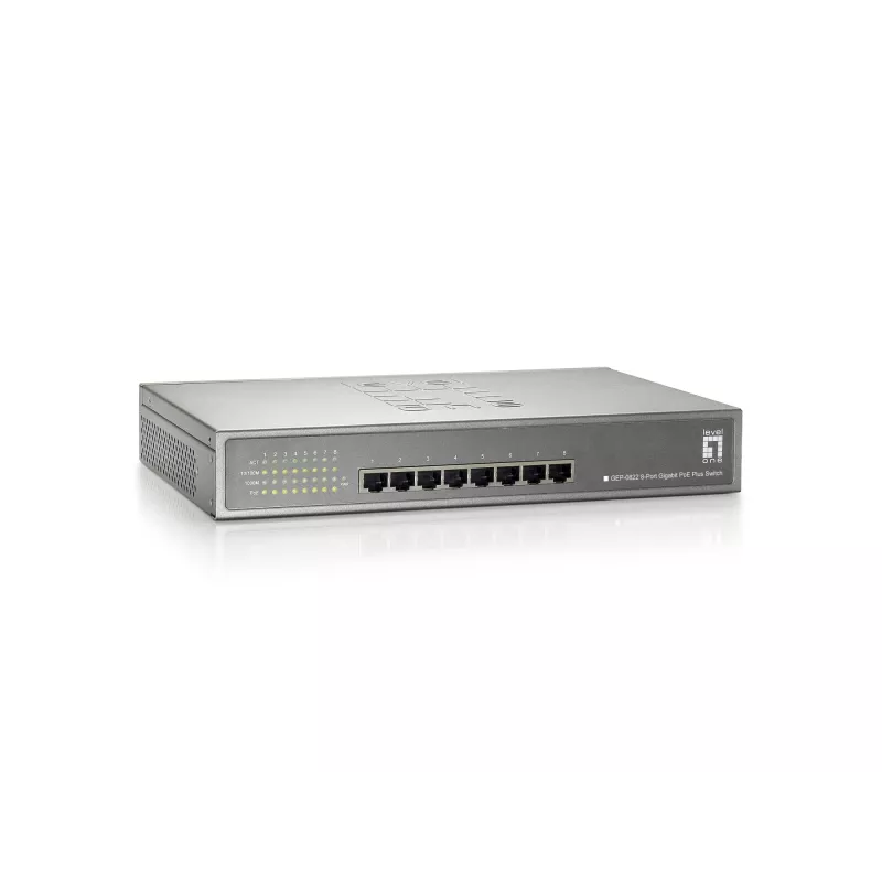 LevelOne 8-pordiline Gigabit PoE-lüliti, 802.3at/af PoE, 240W