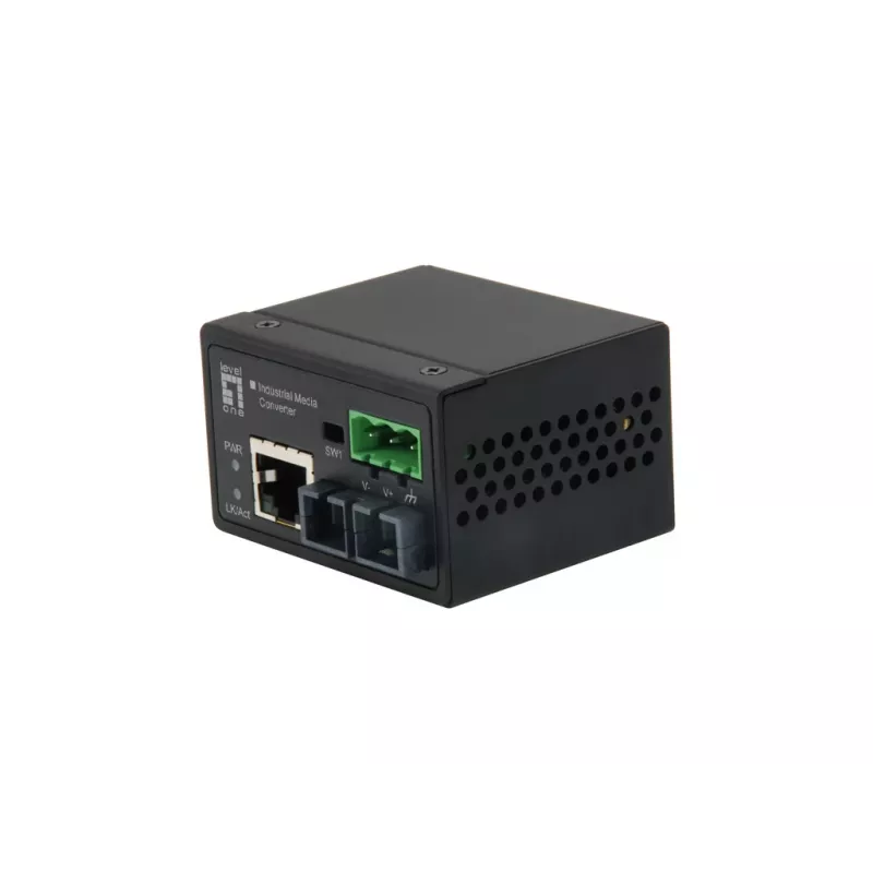 LevelOne RJ45 ST-le kiire Etherneti tööstuslik meediamuundur, mitmemo-line fiiber, 2km, -40°C kuni 75°C
