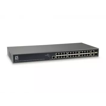 LevelOne TURING 26-pordiline L3 Lite hallatav gigabit PoE lüliti, 24 PoE väljundi, 370W, 2 x SFP/RJ45 Combo