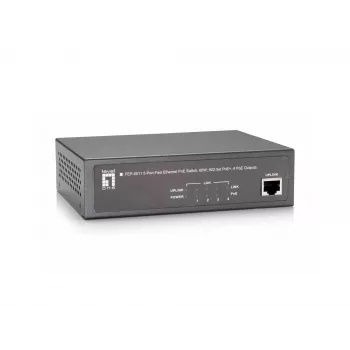 LevelOne 5-pordiline Fast Ethernet PoE-lüliti, 802.3at/af PoE, 4 PoE väljundit, 65 W