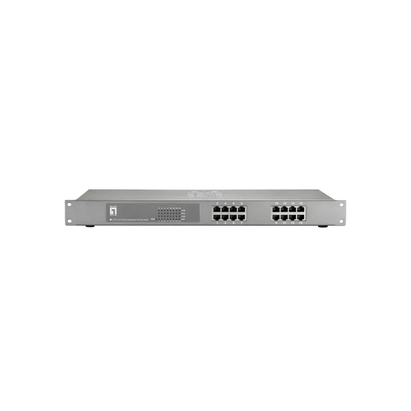 LevelOne 16-pordiline Fast Ethernet PoE kommutaator, 802.3at/af PoE, 150W