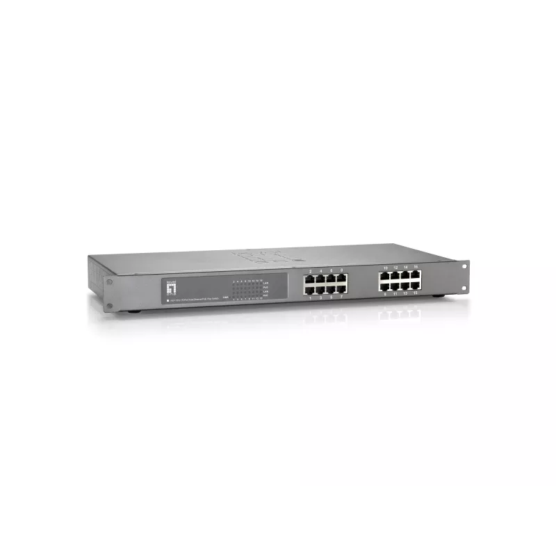 LevelOne 16-pordine Fast Ethernet PoE-lüliti, 802.3at/af PoE, 120W