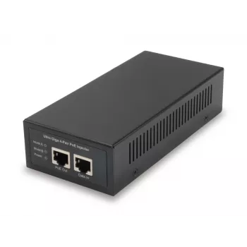 LevelOne Gigabit PoE injektor, 60W, 802.3at/af PoE, Gigabit Ethernet, 10,100,1000 Mbit/s, IEEE 802.3af, IEEE 802.3at, IEEE 802.3bt, Must, Toide, 60 W