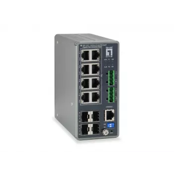 LevelOne TURING 12-pordiline L3 Lite hallatav Gigabit tööstuslik kommutaator, 8 PoE väljundit, 240 W, 802.3at/af PoE, 4 × SFP, -40 °C kuni 75 °C