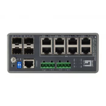 LevelOne TURING 12-pordiline L3 Lite hallatav Gigabit tööstuslik kommutaator, 8 PoE väljundit, 240 W, 802.3at/af PoE, 4 × SFP, -40 °C kuni 75 °C