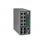 LevelOne TURING 12-Port L3 Lite hallatav gigabit-tööstuslüliti, 4 x SFP, DIN-liistule, -40 °C kuni 75 °C