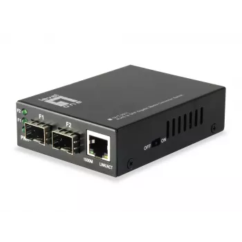 LevelOne RJ45-SFP Gigabit meediakonverteri lüliti, 2 x SFP, 1 x RJ45