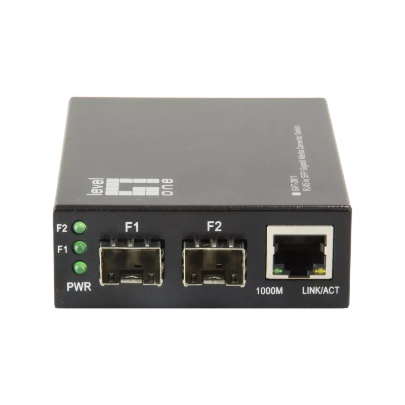 LevelOne RJ45-SFP Gigabit meediakonverteri lüliti, 2 x SFP, 1 x RJ45