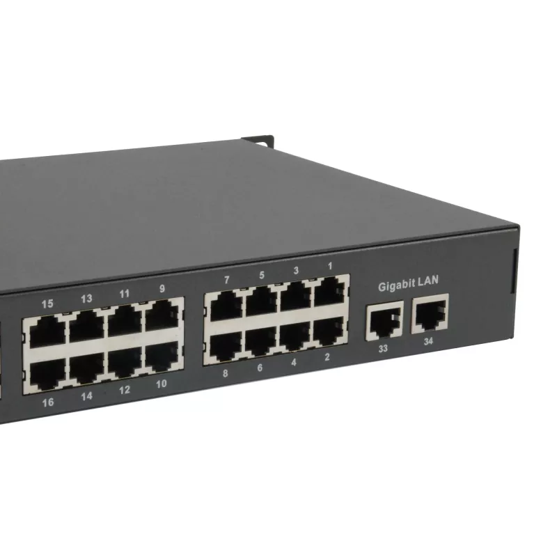 LevelOne 34-pordiline Fast Ethernet PoE-lüliti, 802.3at/af PoE, 32 PoE väljundit, 2 x Gigabit RJ45, 250W